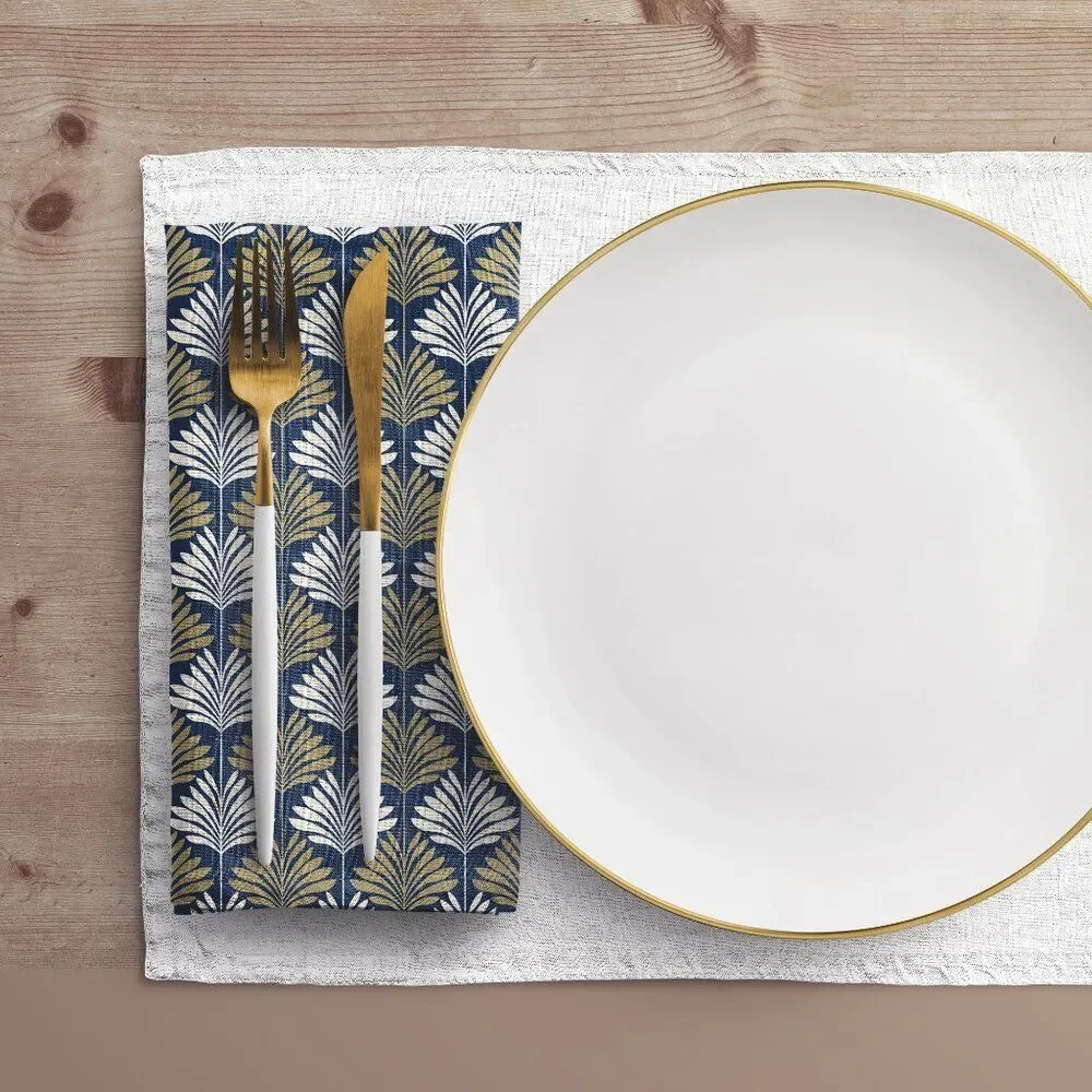 NWT Porter Anna- Navy & Gold  Cotton Napkin 4-set, Deco